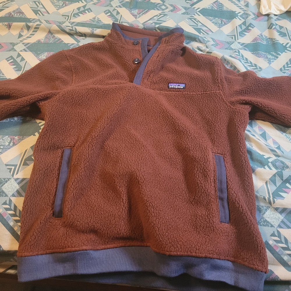 Men's Patagonia Shearling Fleece Pullover Medium Fox Red
